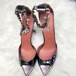 Amina Muaddi Patent Leather Flacko 95 Sandals